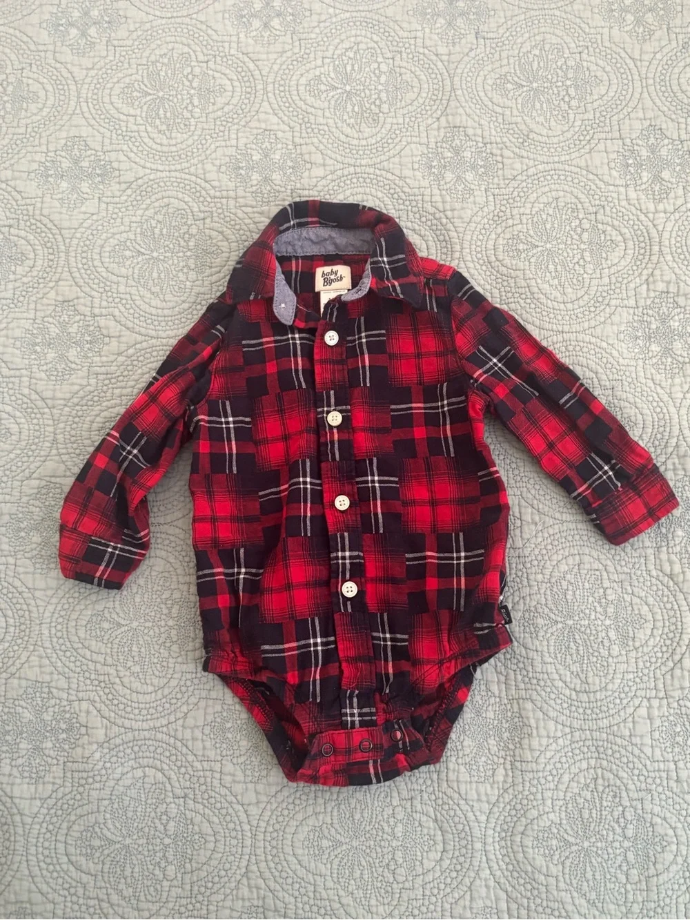 Baby B’gosh Red & Black Plaid Baby Button-Up Onesie